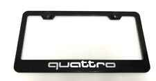 QUATTRO Laser Style BLACK Stainless Steel License Plate Frame w/bolt caps picture