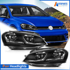 For 2014-2019 Volkswagen Golf MK7 Black Full LED Projector Headlights W/ DRL Set picture