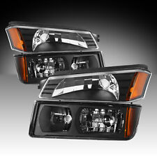 For 2002-2006 Black Chevy Avalanche w/ Body Cladding Bumper Lamps 2pcs Headlight picture