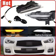Fit 2014-2019 Infiniti Q50 DRL Front LED Double Color Fog Light Turn Signal Lamp picture
