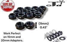 24 PCs BLACK 14X1.5 OPEN END BULGE ACORN LUG NUTS FOR 15MM OR 20MM ADAPTERS picture