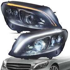 VLAND LED Headlights For 2015-2021 Mercedes C-Class W205 W/Blue DRL Start-up picture