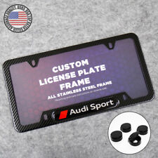 For Audi Sport Front or Rear Carbon Fiber Texture License Plate Frame Cover Gift picture