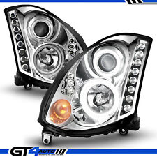 For 2003-2007 Infiniti G35 Coupe Ultra LED Halos Chrome Projector Headlights picture