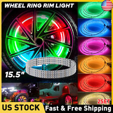 4PCS 15.5'' Double Row LED Wheel Ring Lights Bluetooth Color RGB Rim Lights APP picture