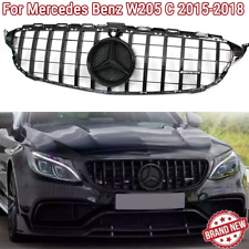Black GT R Front Grille For Mercedes Benz C-Class W205 C250 C300 Grill 2015-2018 picture
