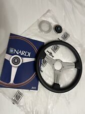 Nardi Classic Steering Wheel 330 mm Black Leather Anodized White Spokes picture