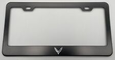Chevy corvette C8 Black  License Plate Frame Stainless Steel with Laser Engraved picture