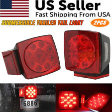 1 Pair Rear LED Submersible Square Trailer Tail Lights Kit Boat Truck Waterproof picture