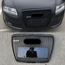 RS6 Style Black ring Honeycomb Front bumper Grille For Audi A6 C6 2005-2011 picture