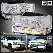 Fits 1999-2002 Chevy Silverado 00-06 Tahoe Suburban Headlights+LED Bumper Lamps picture
