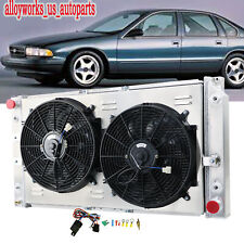 4 Row Radiator+Shroud Fan For 94-96 95 Chevy Caprice Impala Buick Roadmaster 5.7 picture