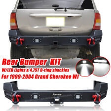 For 1999-2004 Jeep Grand Cherokee WJ Steel Rear Bumper w/ LED Lights & D-Rings picture