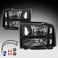 Fit 1999-2004 Ford F250 Ford Super Duty Excursion Conversion Black Headlights picture