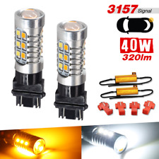 2x 3157 Switchback White-Amber LED Turn Signal Light Bulbs with 2 Resistors picture