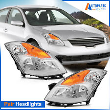 Headlights Assembly Pair For 2007-2009 Nissan Altima Sedan 4-Dr Chrome Headlamps picture