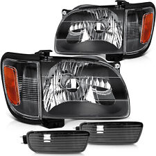 For Toyota Tacoma 2001-2004 Black Housing Front Headlights Assembly Pair picture