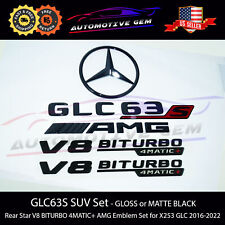 GLC63S SUV AMG V8 BITURBO 4MATIC+ Rear Star Emblem Black Combo Set Mercedes X253 picture