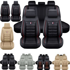 Universal 5 Seat Full Set Car Seat Cover PU Leather Cushion Protector Front Rear picture