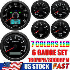 6 Gauge Set 85mm GPS Speedometer 160MPH Tacho 8000RPM&52mm Fuel/Oil/Temp/Volt picture