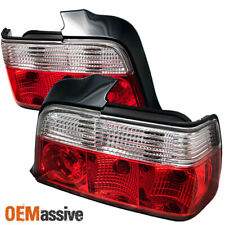 Fits 92-98 E36 3-Series 4Dr Sedan 318i 328i M3 Red Clear Tail Lights Lamps Pair picture