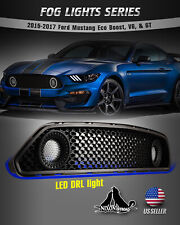 For 15-17 Ford Mustang Honeycomb Mesh Front Bumper LED DRL Upper Grille HaloRing picture