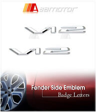 2x V12 Chrome Side Emblem Letters Badge Decal Letter fits Mercedes Benz S SL AMG picture