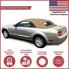 2005-14 Ford Mustang Convertible Soft Top w/ DOT Apprvd Heated Glass TAN Canvas picture