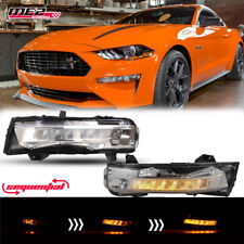 Pair DRL For 2018-2023 Ford Mustang Fog Lights LED Sequential Turn Signal Lamps picture
