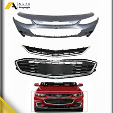 Front Bumper Cover & Chrome Upper And Lower Grille For 2016-2018 Chevy Malibu picture