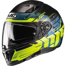 Black/Flo Yellow/Blue Sz XS HJC i70 Alligon Full Face Helmet picture