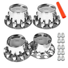 ABS Plastic Set of 4 Rear Chrome Wheel Axle Hub Cover Kit Semi 33MM Nut Covers picture