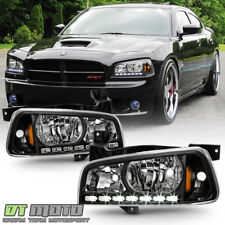 Black 2006-2010 Dodge Charger LED DRL Headlights w/Built In Corner Signal Lamps picture