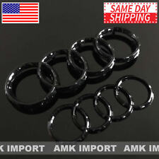 Audi Rings Emblems Gloss Black Front Grill + Rear Trunk 06-12 A3 S3 A4 S4 RS4 A5 picture