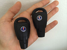 2X SAAB FACTORY QUALITY SOFT BUTTON REMOTE KEY FOB SHELL AND BLADE ORIGINAL KIT  picture