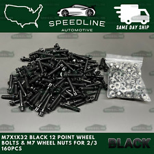 160PC M7x1.0x32 BLACK 12 Point Wheel Bolts & M7 Nuts For 2/3 Piece Wheels 160 picture