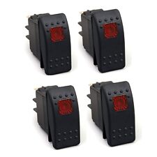 4 Pack Waterproof On/Off 3P Rocker Switch with Red LED Light for Boat Marine picture