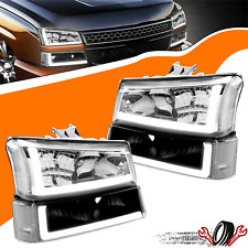 Fit For 2003-07 Chevy Silverado Avalanche Chrome / Black Headlights LED DRL Lamp picture
