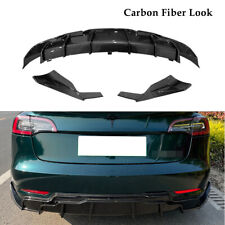 3PCS Rear Bumper Lip Diffuser Aprons Carbon Fiber Style Fits 17-22 Tesla Model 3 picture