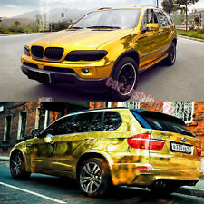 Whole Car Wrapping Gold Mirror Chrome Metal Vinyl Sticker Film Bubbles Free US picture