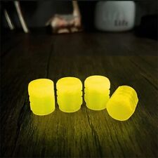 4x Glow-in-Dark Tire Valve Stem Caps Lights Screw-on Wheel Air Cover Yellow picture