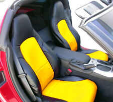 FOR CHEVY CORVETTE C6 2005-2013 BLACK/YELLOW IGGEE CUSTOM FULL SET SEAT COVERS picture