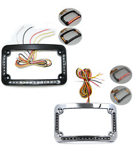 Dual LED Curved Motorcycle License Plate Frame w/ Brake OR Turns Black/Chrome picture