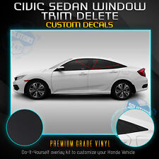 Fit 16-20 Honda Civic Sedan Window Trim Chrome Delete Blackout - Matte Black picture