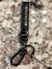 Mercedes-Benz AMG Genuine Leather Keychain Ring -black picture