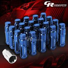 NRG 20X RACING RIM EXTENDED DUST CAP WHEEL LOCK LUG NUTS+1X ADAPTER KEY BLUE picture