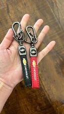 Genuine Leather Keychain Car Logo Metal Key Ring For Chevy Chevrolet Black Red picture