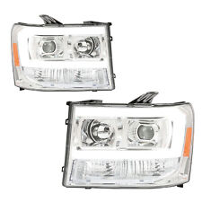 Fits 07-13 Sierra 1500 2500HD 3500HD LED DRL Projector Headlights 07-14 -Clear picture
