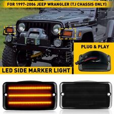 2x For Jeep Wrangler TJ SMOKE LED Amber Side Marker Light picture