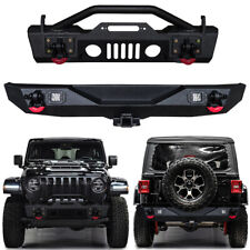 Vijay For 2018-2024 Jeep Wrangler JL Front or Rear Bumper w/Winch Plate & Lights picture